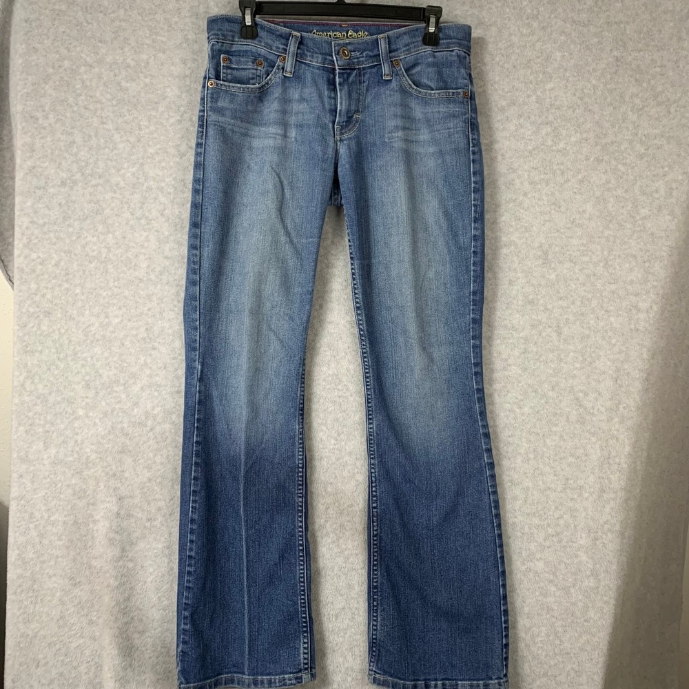 American Eagle Hipster Jeans Womens 6 Reg Bootcut Blue Stretch Low Rise
